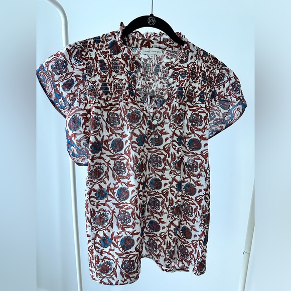 House of Harlow 1960 Tops - House of Harlow Paisley Blue and Brown Blouse with Flutter Sleeves size medium